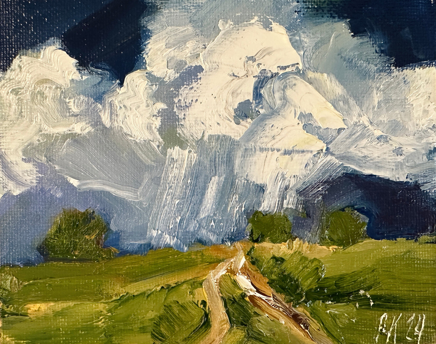 California Scenic Oil Landscape Impasto Painting Canvas Modern Mountain Art Tiny Painting Original Artwork Abstract Moody Art Miniature Art