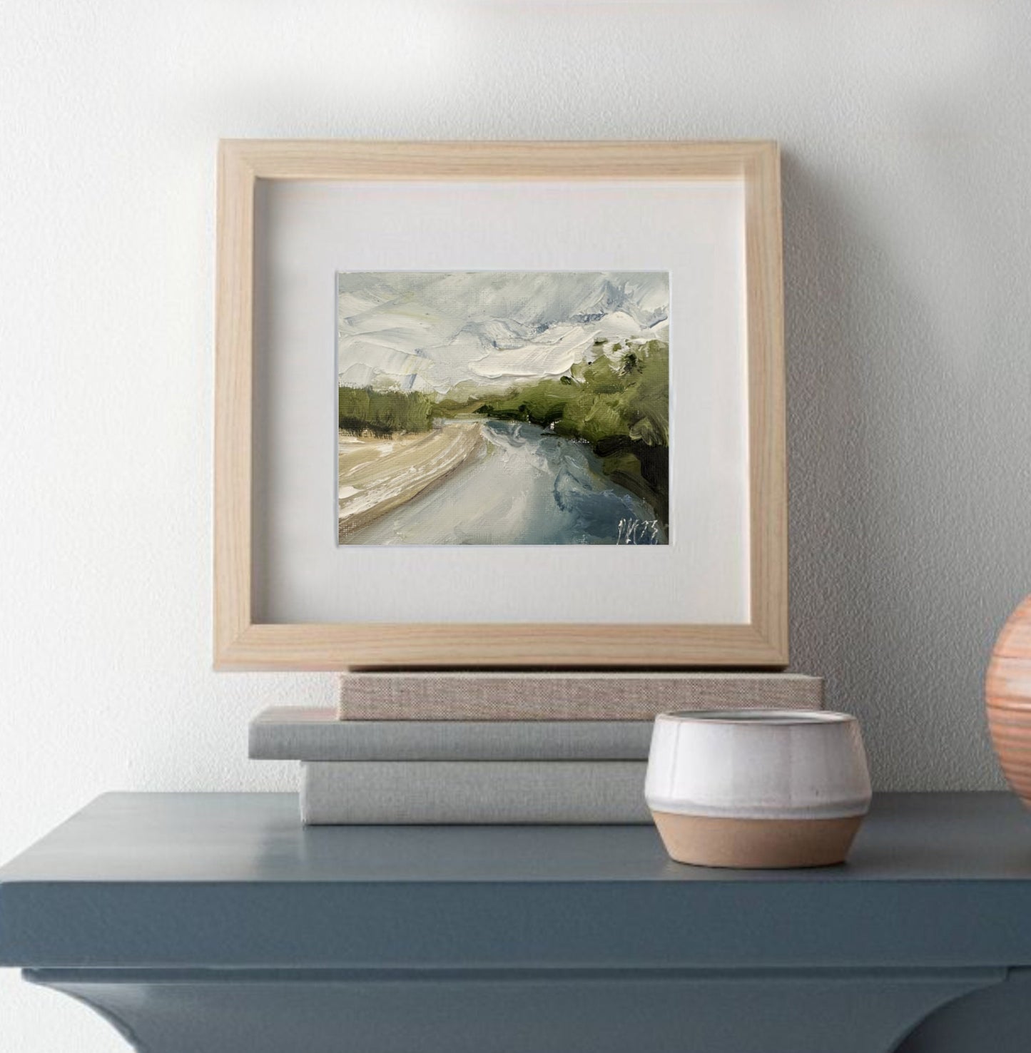 Mississippi River Art Canvas Small Oil Painting River Flow Painting Abstract Summer Landscape Art River House Decor Nature Original Artwork