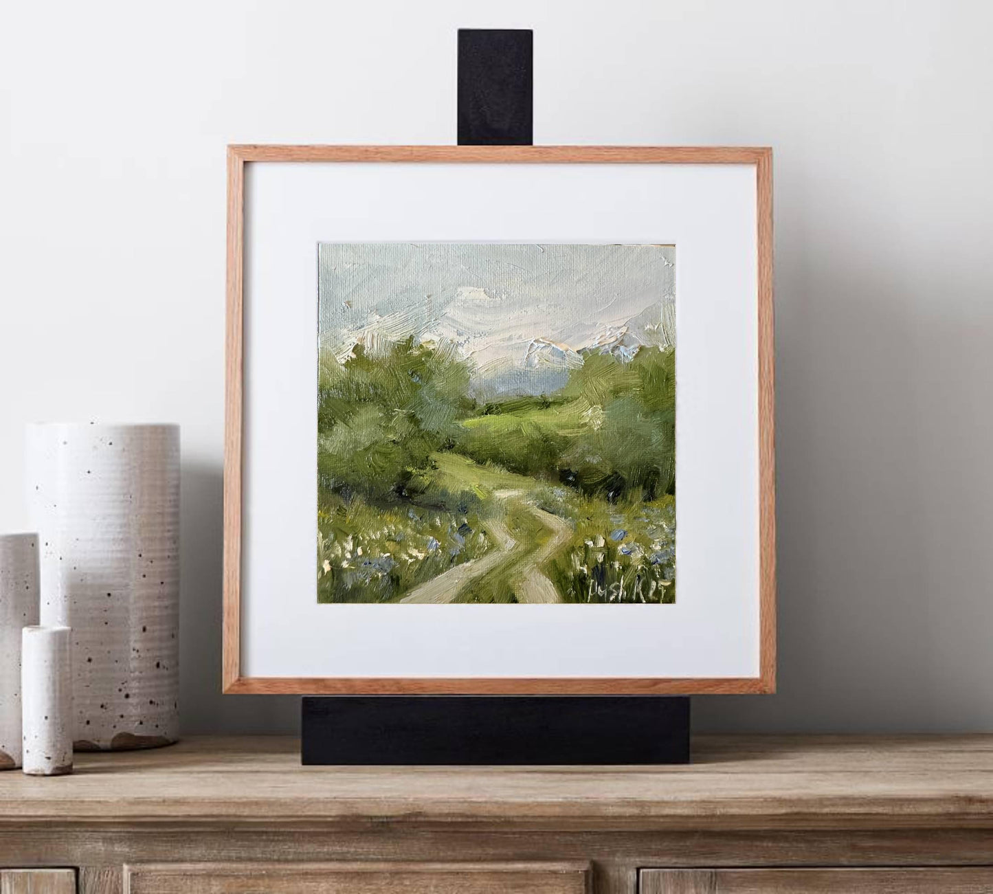 Spring Wildflower Signed Oil Painting On Canvas Landscape Minature Painting Original Impressionist Art Meadow Mini Painting Colorful Wallart