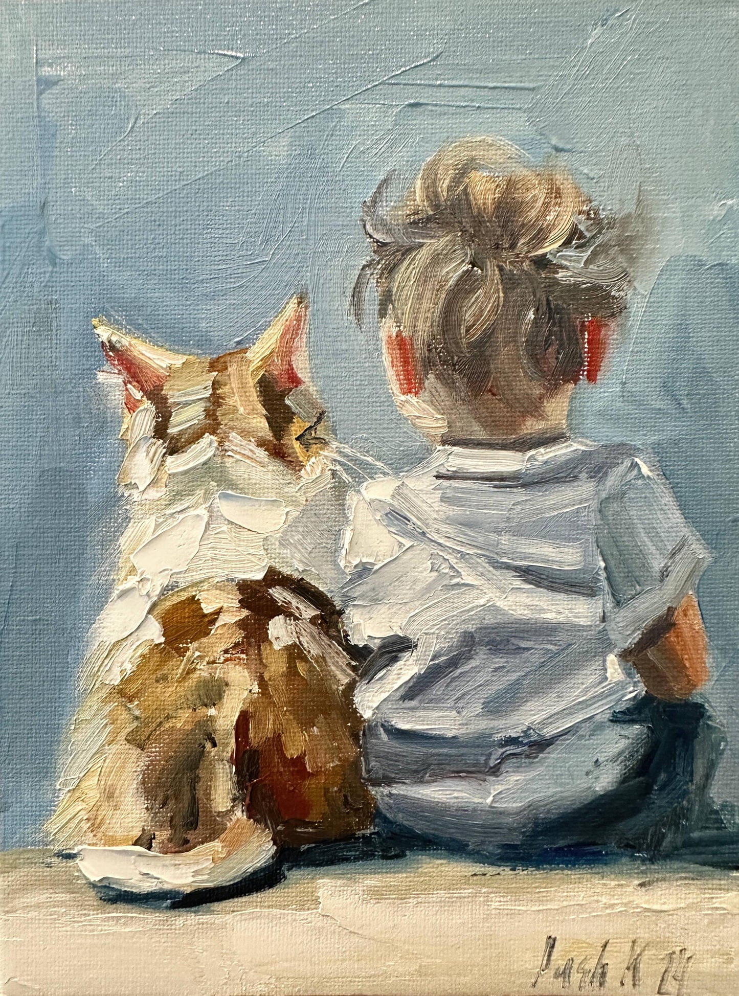 Boy And Cat Portrait