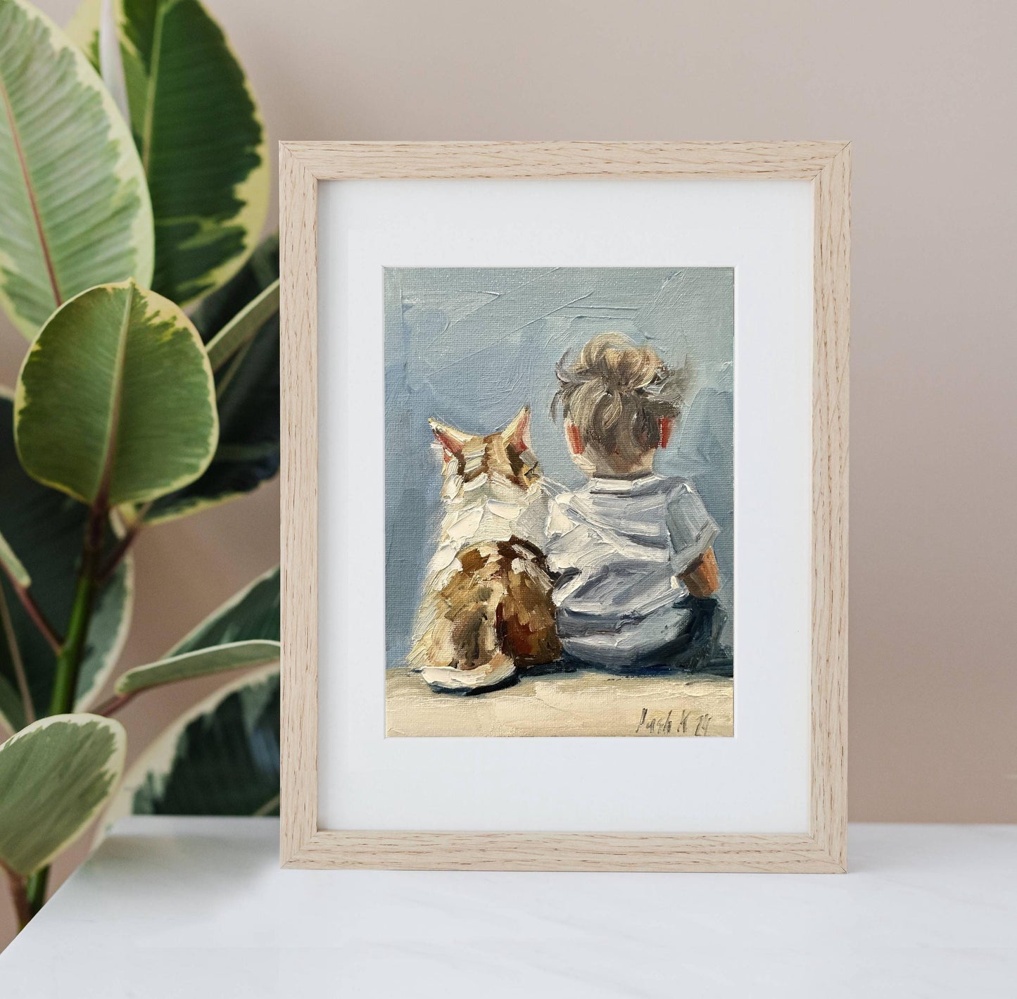 Boy And Cat Portrait