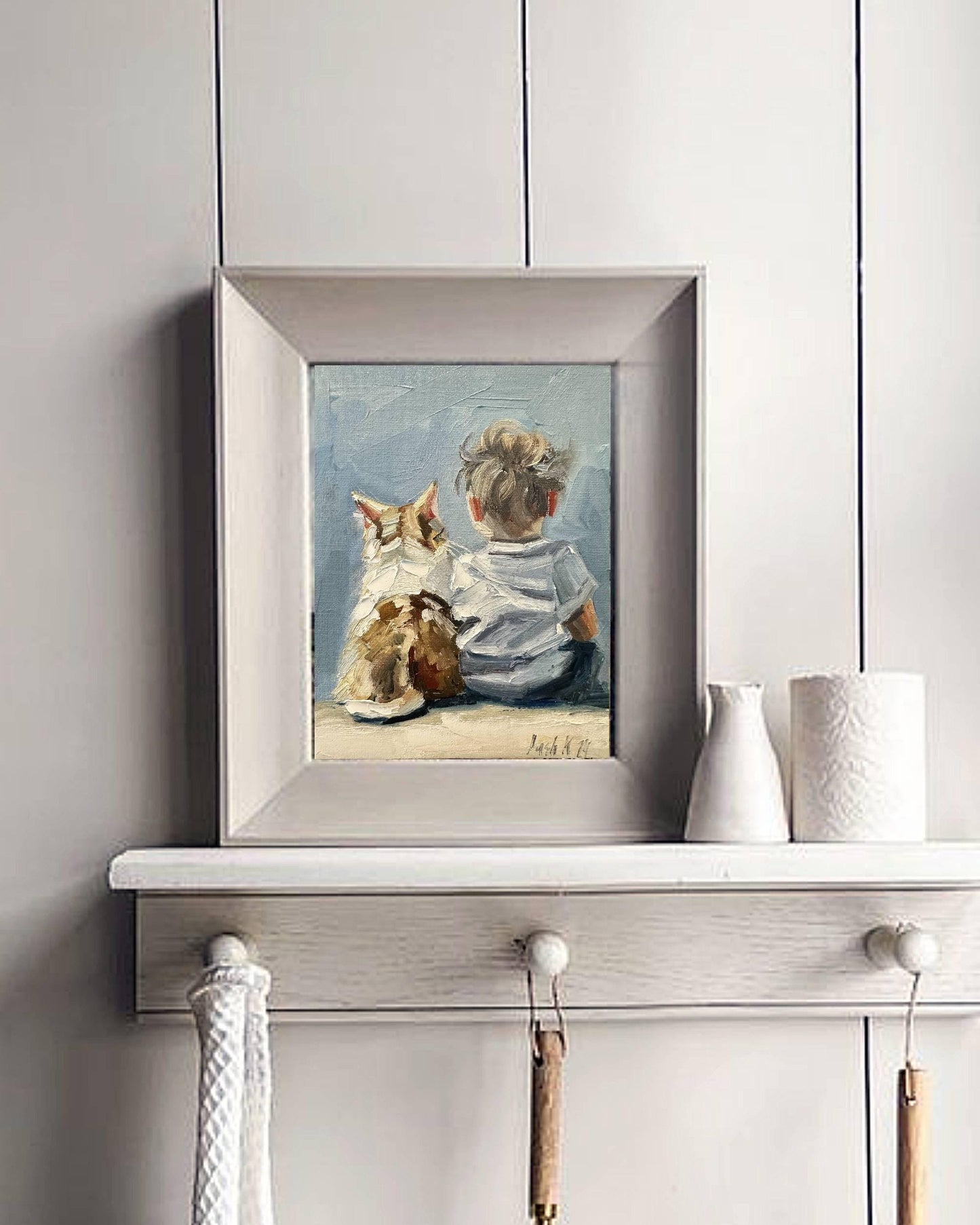 Boy And Cat Portrait
