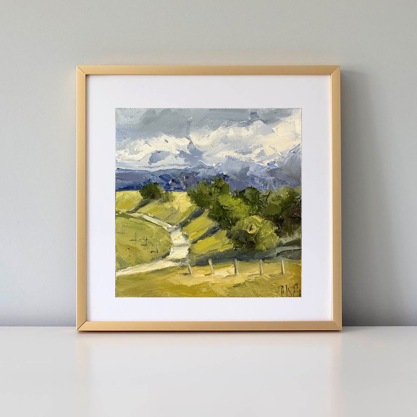Landscape Painting On Canvas Original Oil Hillside Art Rainy Painting Small Abstract Art Textured Nature Miniature Painting Farm House Decor