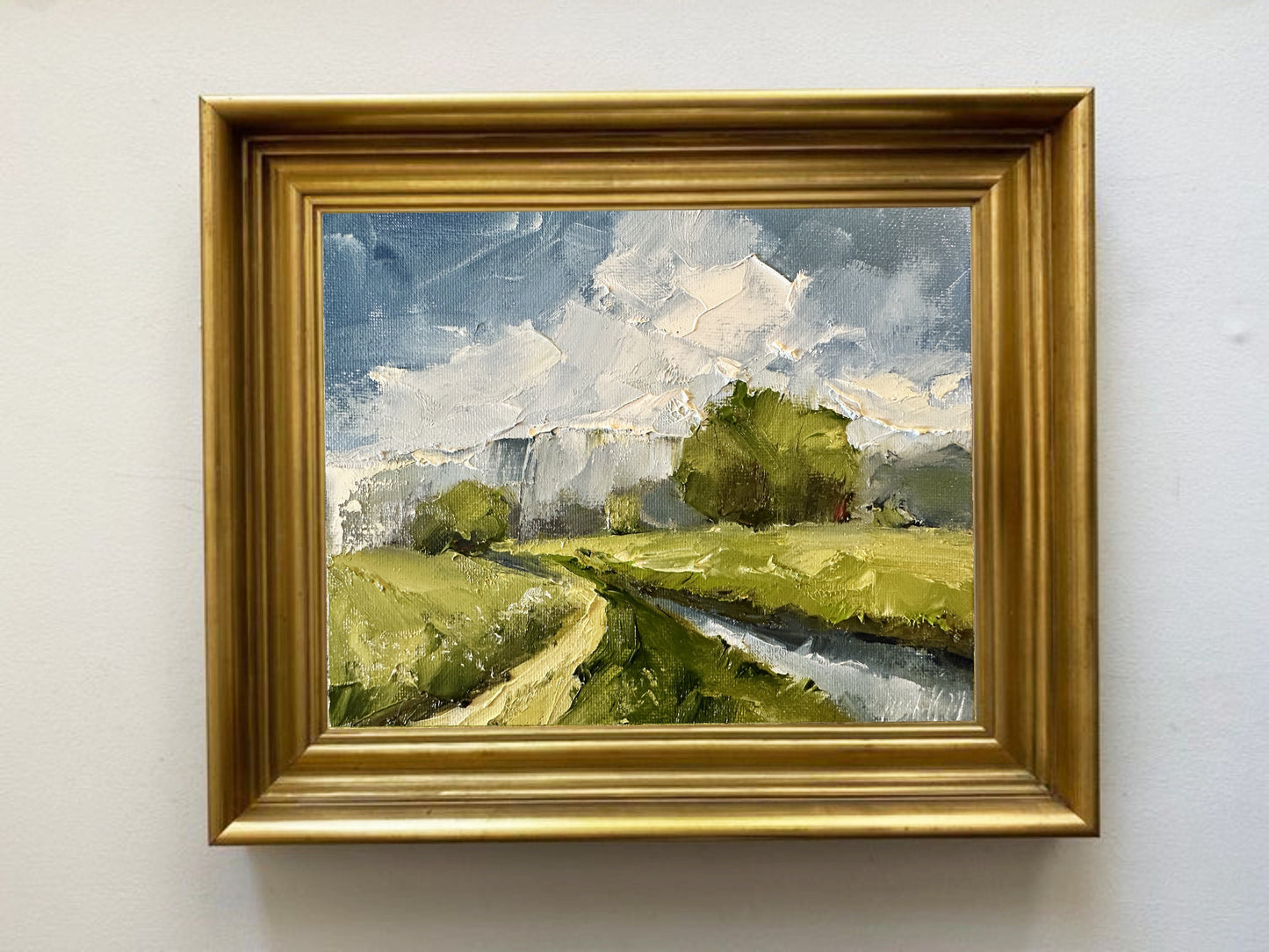 Moody Landscape Oil Painting On Canvas Original River Painting Small Wall Decor Rainy Day Miniature Painting Fall Artwork Impasto Painting