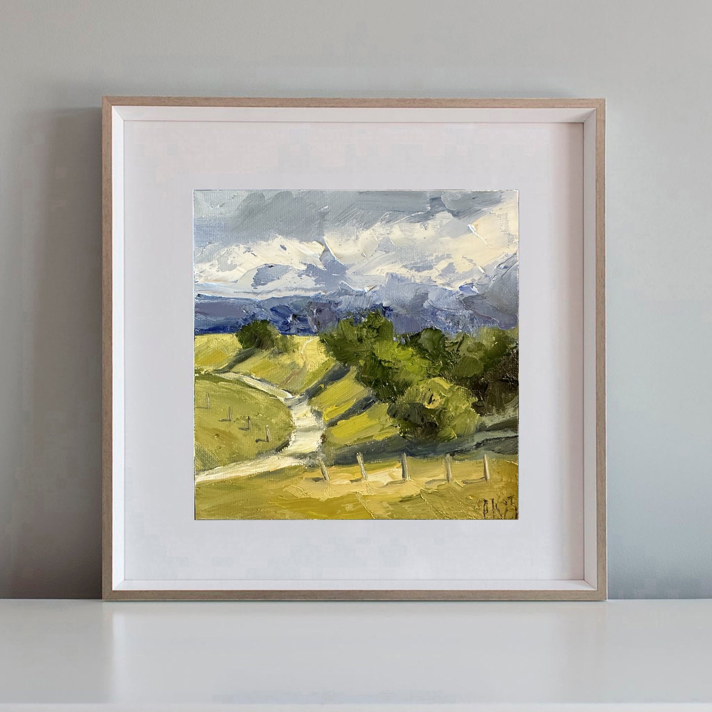 Landscape Painting On Canvas Original Oil Hillside Art Rainy Painting Small Abstract Art Textured Nature Miniature Painting Farm House Decor