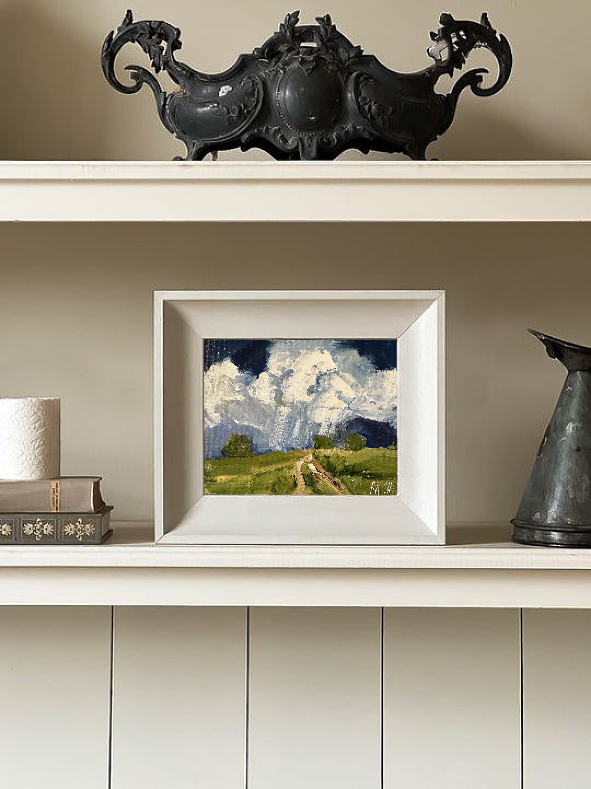 California Scenic Oil Landscape Impasto Painting Canvas Modern Mountain Art Tiny Painting Original Artwork Abstract Moody Art Miniature Art
