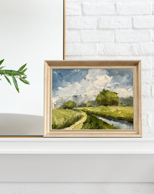 Moody Landscape Oil Painting On Canvas Original River Painting Small Wall Decor Rainy Day Miniature Painting Fall Artwork Impasto Painting