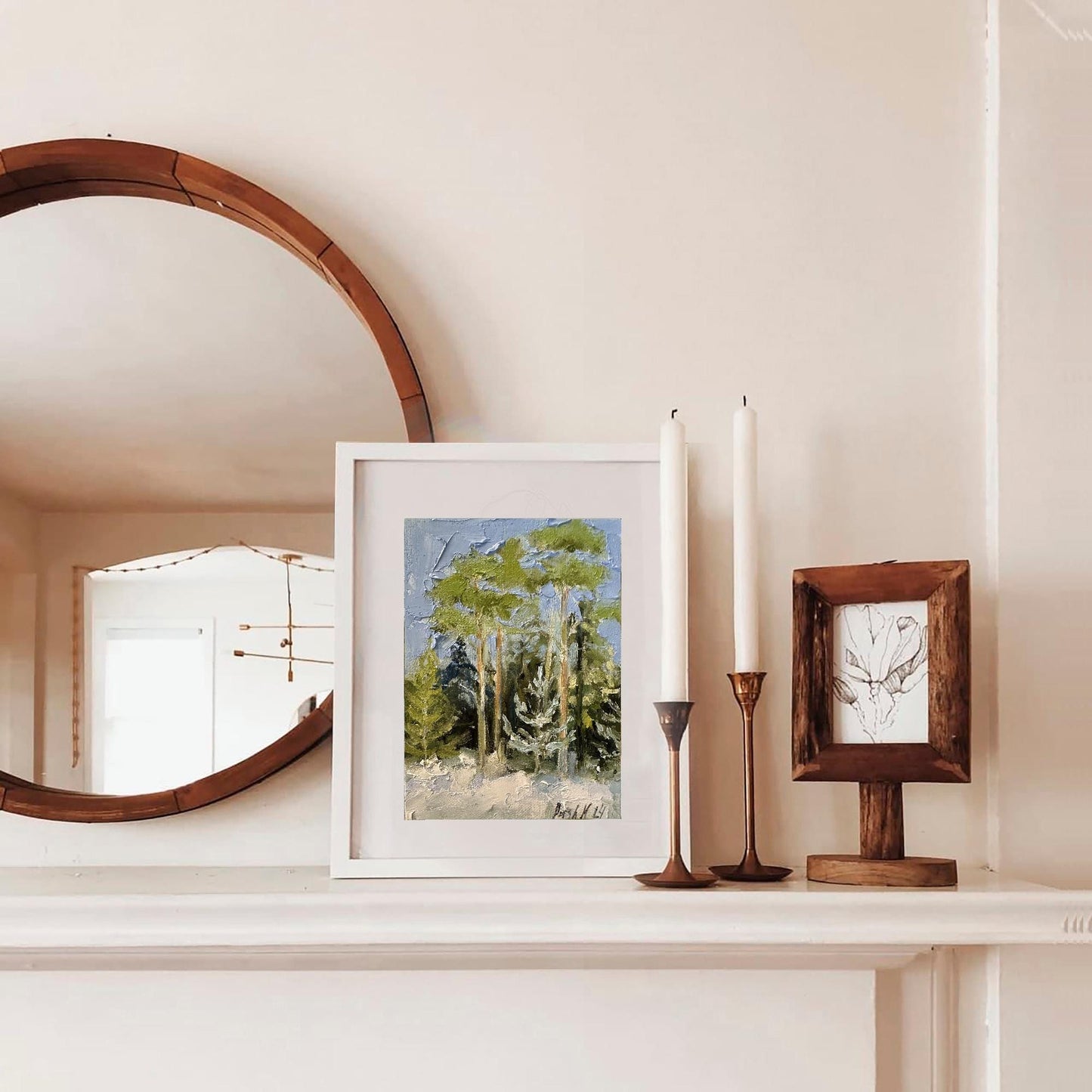 Forest Painting Small Oil Painting On Canvas Pine Tree Winter Landscape Pine Trees Art Framed Winter Wall Art Mini Painting Spruce Artwork