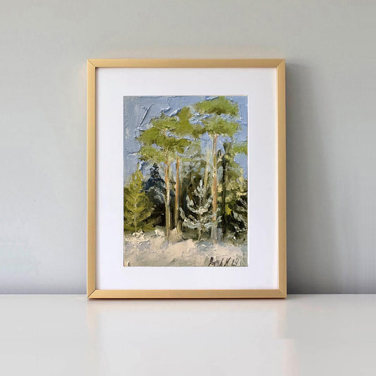 Forest Painting Small Oil Painting On Canvas Pine Tree Winter Landscape Pine Trees Art Framed Winter Wall Art Mini Painting Spruce Artwork