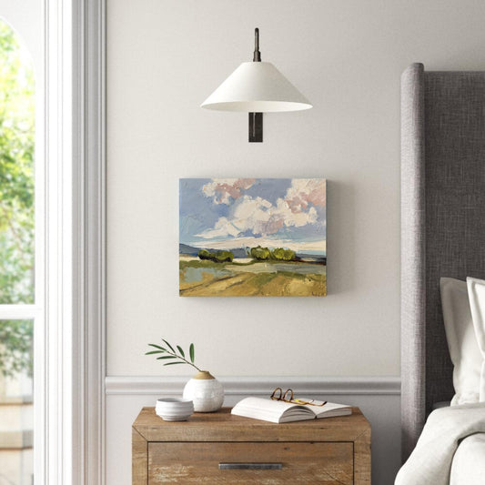 Moody Landscape Signed Oil Painting Canvas French Country Painting Abstract Cloud Art Textured Painting Autumn Painting Aesthetic Wall Art