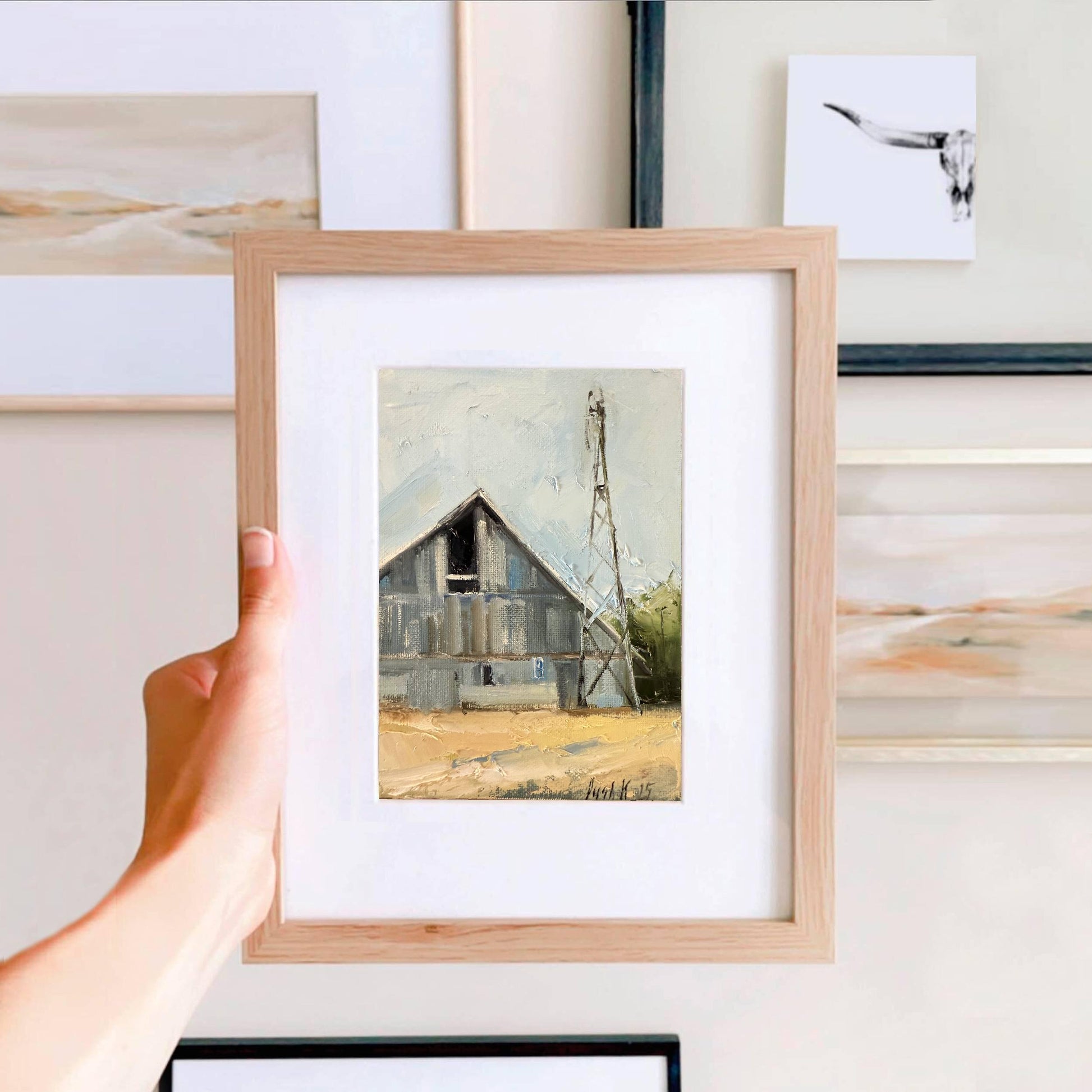 Old barn art small canvas oil painting countryside fall landscape original artwork homemade farm decor Texas farmhouse wall art for gift