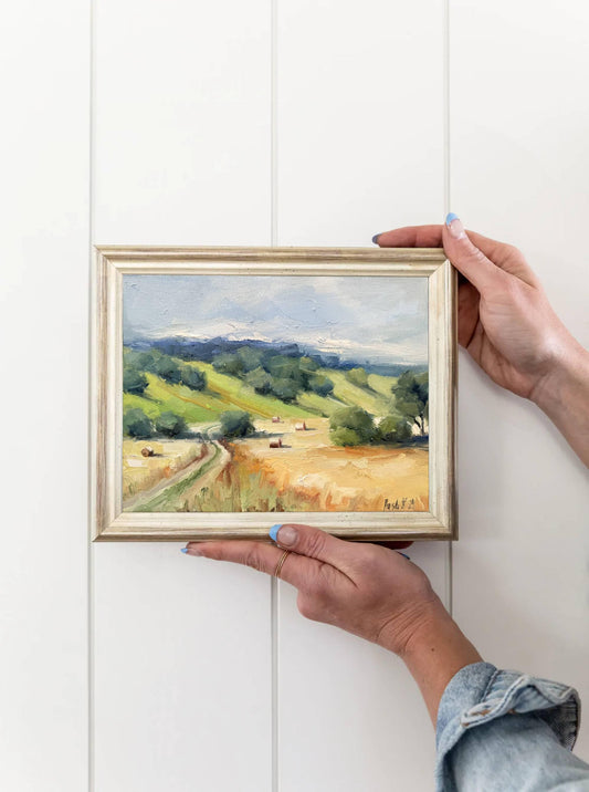 Farm Field Wall Art French Country Canvas Oil Painting Original Autumn Landscape Farmhouse Style Art Hay French Oil Painting Fall Painting