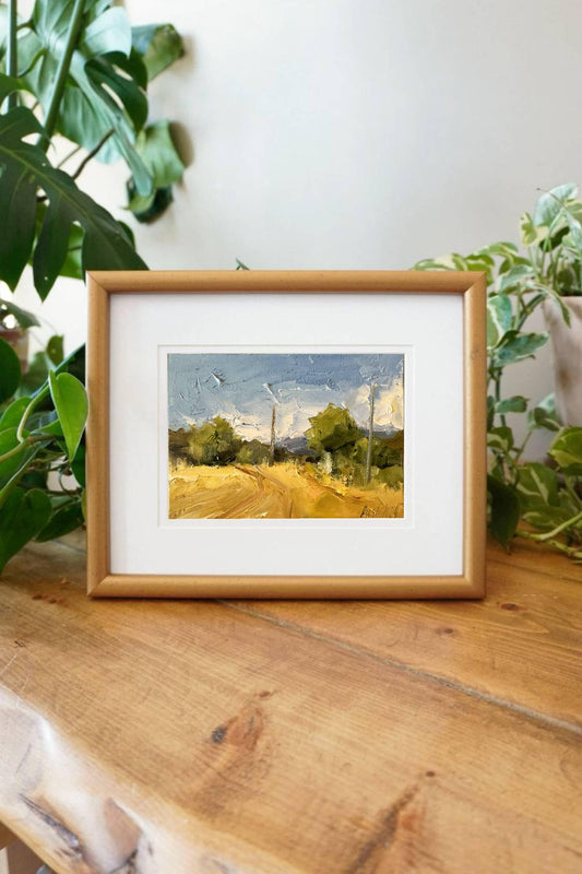 Autumn Farm Field French Oil Painting Countryside Painting Fall Wall Art Canvas Framed Landscape Miniature Painting Farmland Original Art