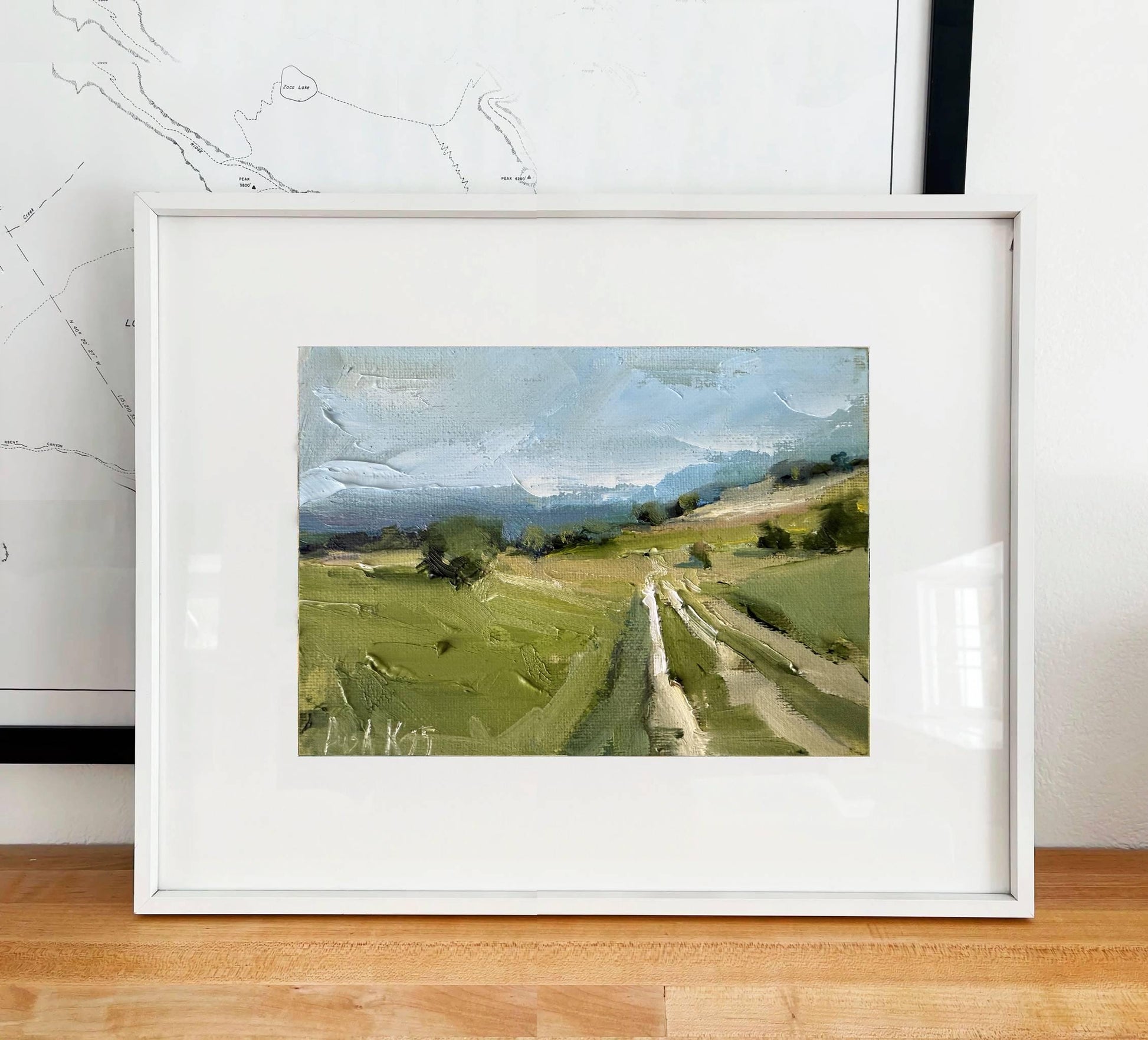 Color Field Art Landscape Oil Painting Canvas Farm House Small Wall Decor Countryside Fall Wallart Country Road Original Miniature Painting