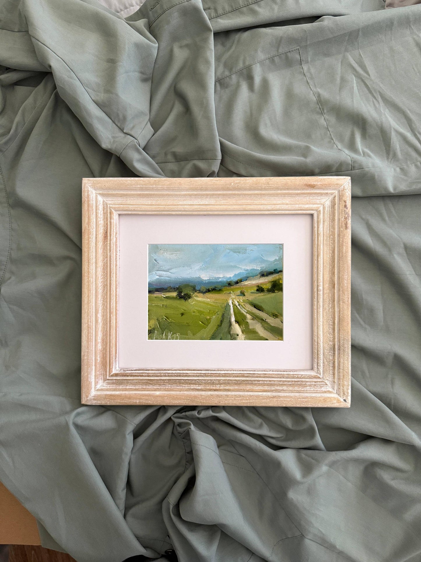 Color Field Art Landscape Oil Painting Canvas Farm House Small Wall Decor Countryside Fall Wallart Country Road Original Miniature Painting