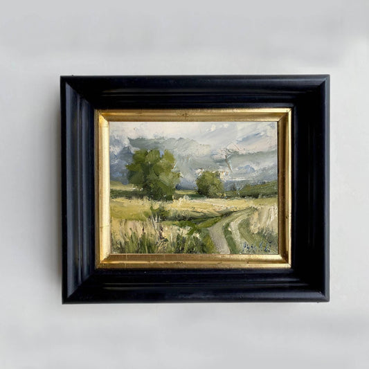 Country Road Oil Painting Original Rural Landscape On Canvas Countryside Impressionist Art Miniature Painting Calming Artwork Pastoral Art