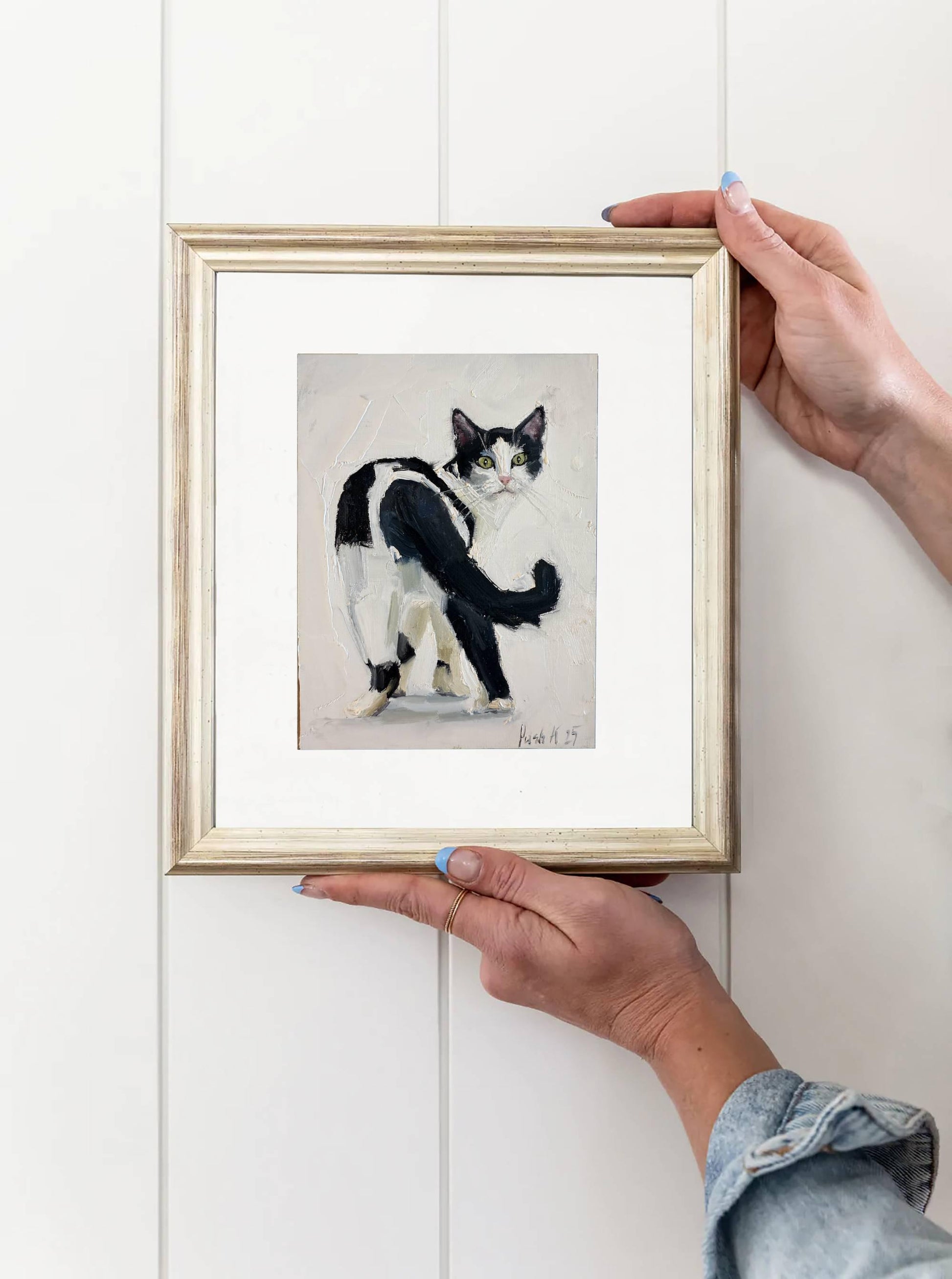 Tuxedo Cat Oil Painting Canvas Original Cat Portrait Painting Cat Art Funny Pet Portrait Art Gifts For Cat Lovers Pet Oil Painting For Gift