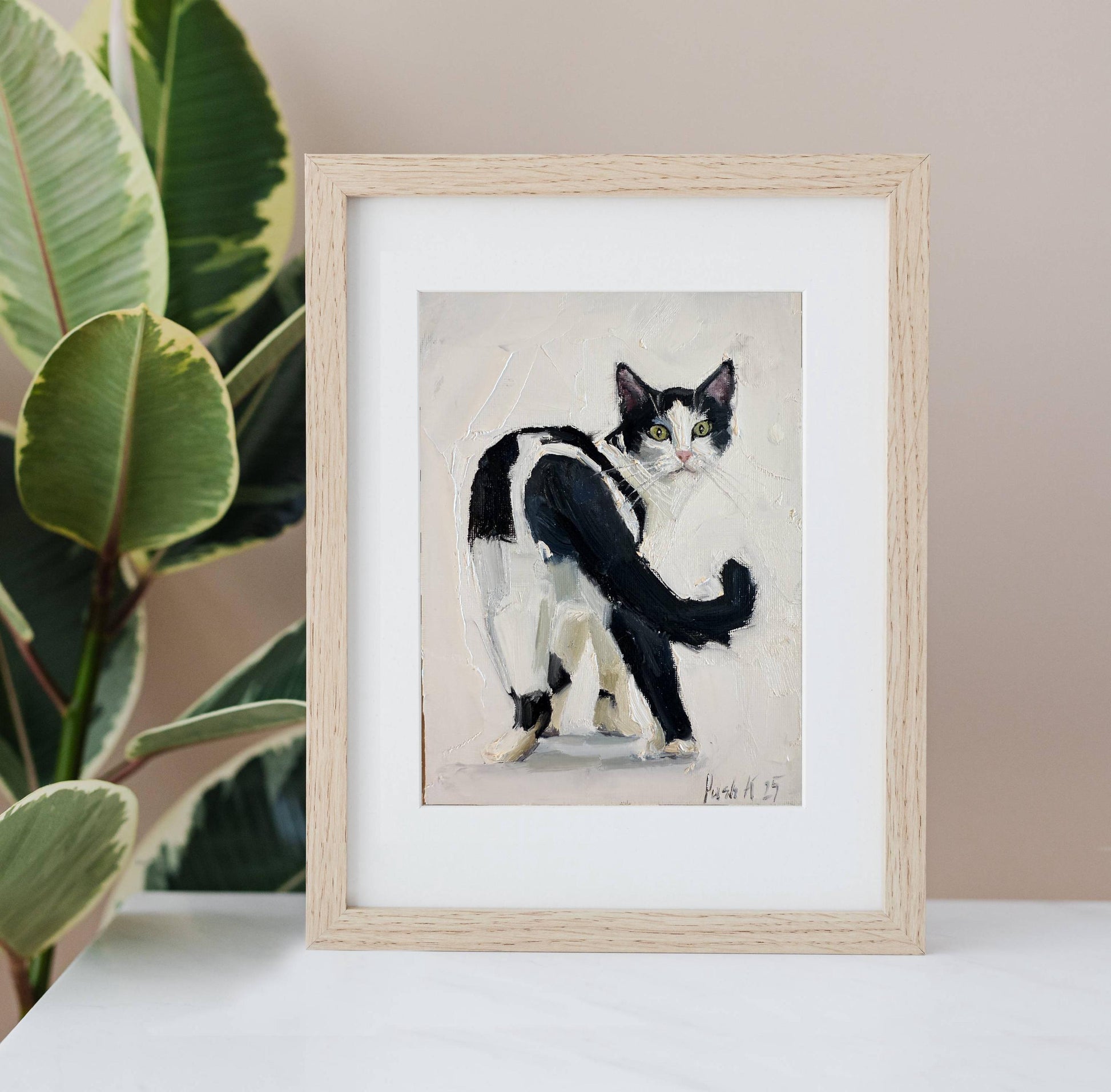 Tuxedo Cat Oil Painting Canvas Original Cat Portrait Painting Cat Art Funny Pet Portrait Art Gifts For Cat Lovers Pet Oil Painting For Gift