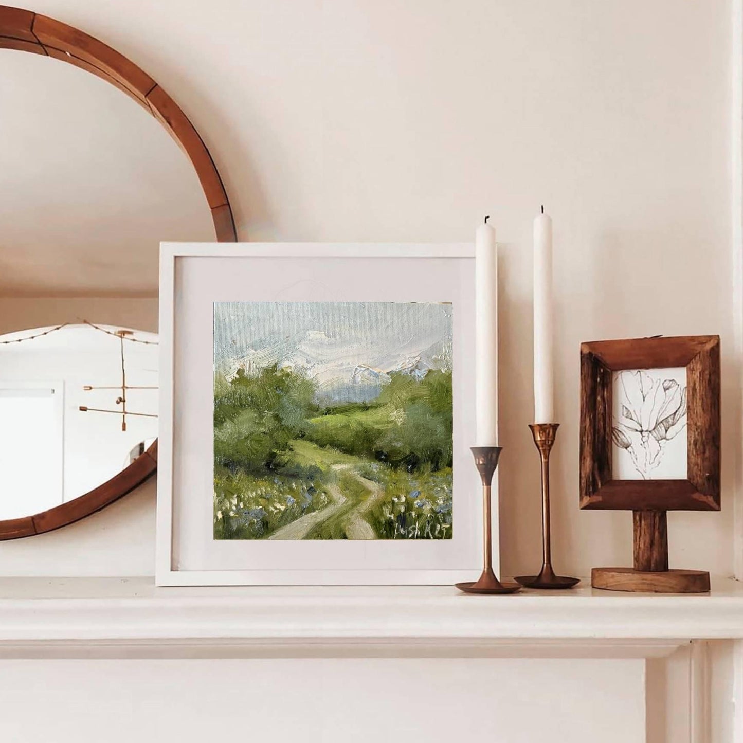 Spring Wildflower Signed Oil Painting On Canvas Landscape Minature Painting Original Impressionist Art Meadow Mini Painting Colorful Wallart