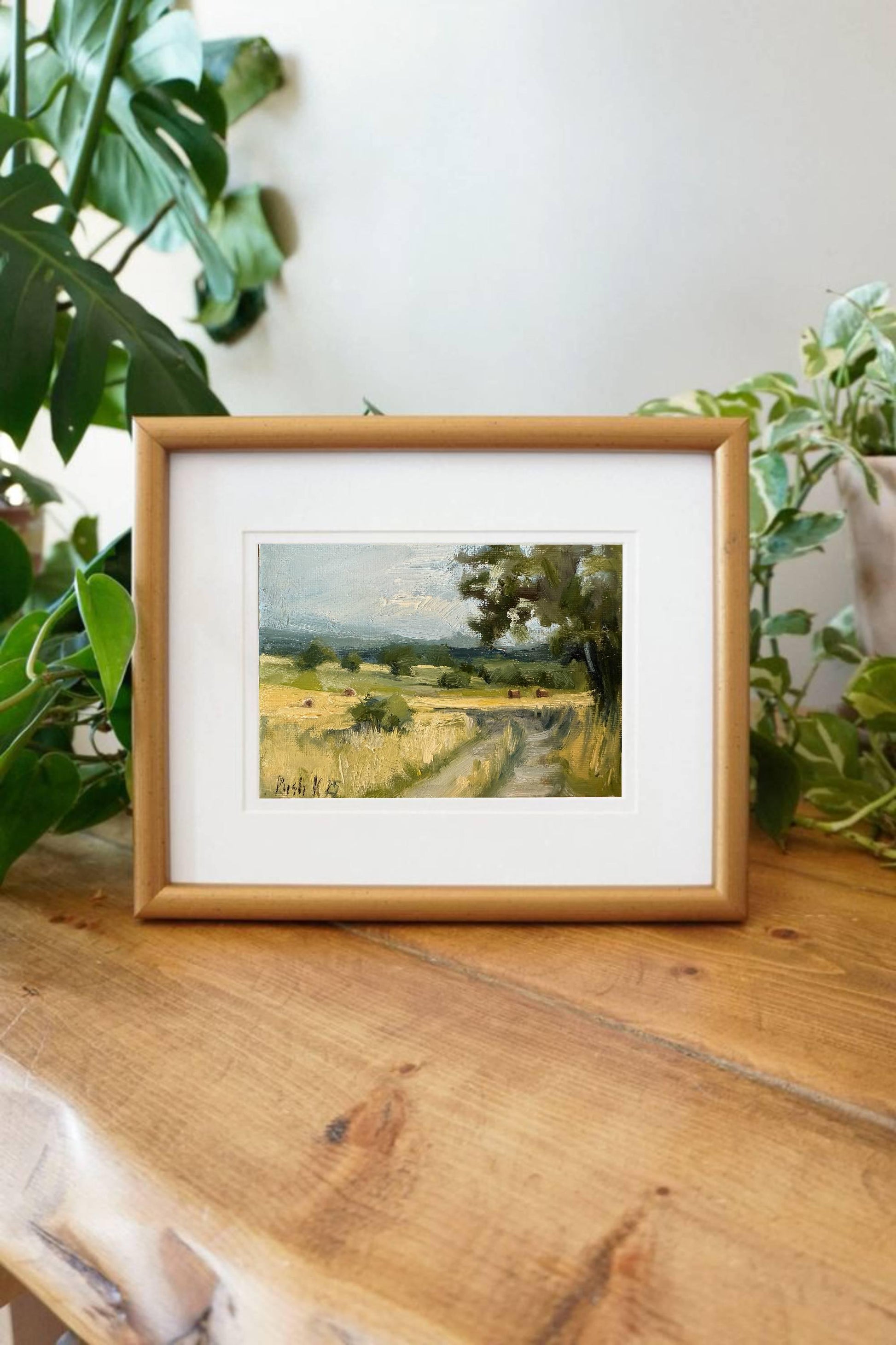 Lonely Tree Original Oil Painting Landscape Mini Painting Small Abstract Art Canvas Forest Painting Fall Artwork Miniature Mountain Painting