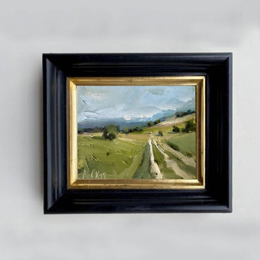 Color Field Art Landscape Oil Painting Canvas Farm House Small Wall Decor Countryside Fall Wallart Country Road Original Miniature Painting