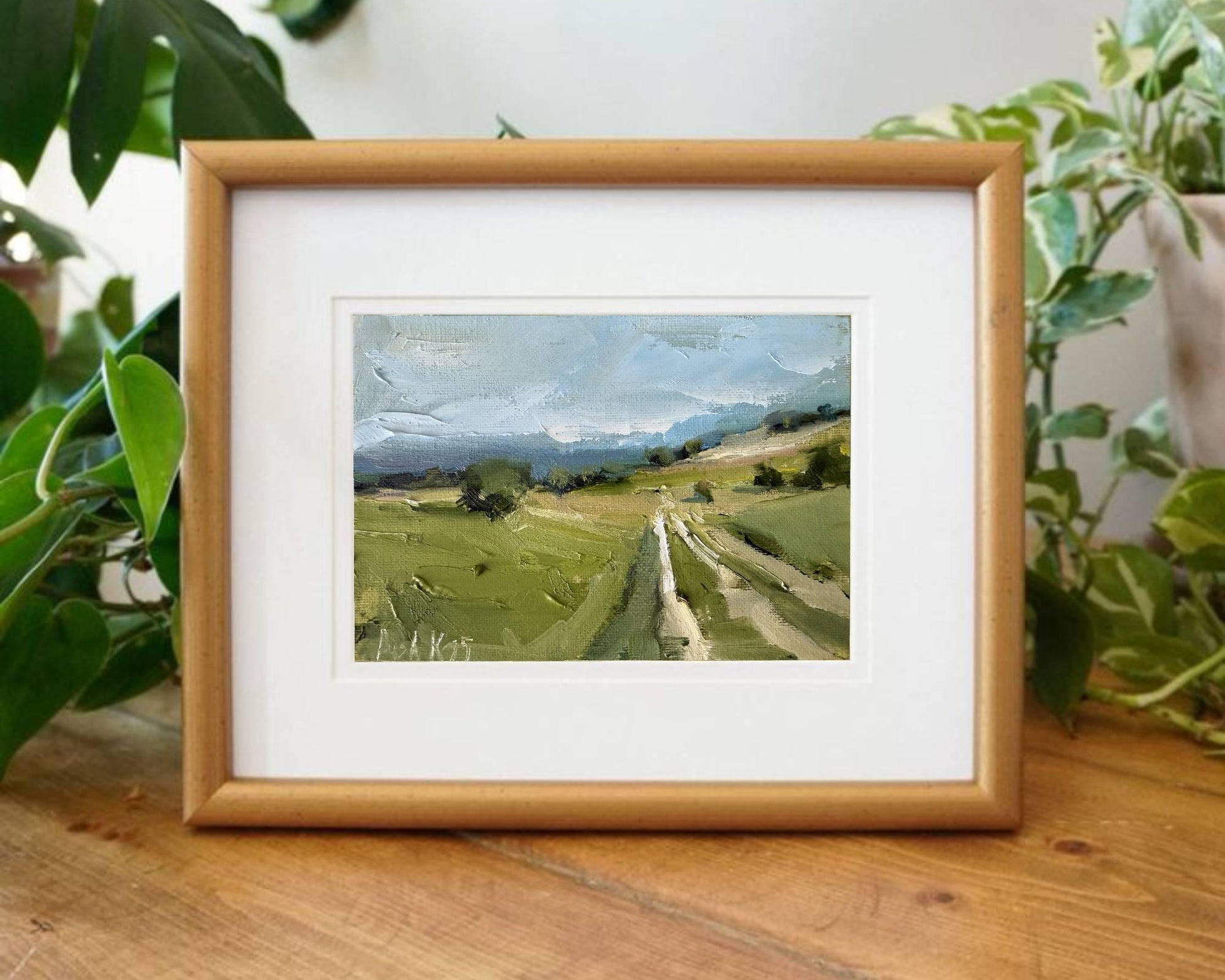 Color Field Art Landscape Oil Painting Canvas Farm House Small Wall Decor Countryside Fall Wallart Country Road Original Miniature Painting