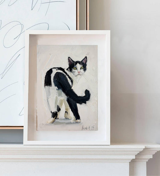 Tuxedo Cat Oil Painting Canvas Original Cat Portrait Painting Cat Art Funny Pet Portrait Art Gifts For Cat Lovers Pet Oil Painting For Gift