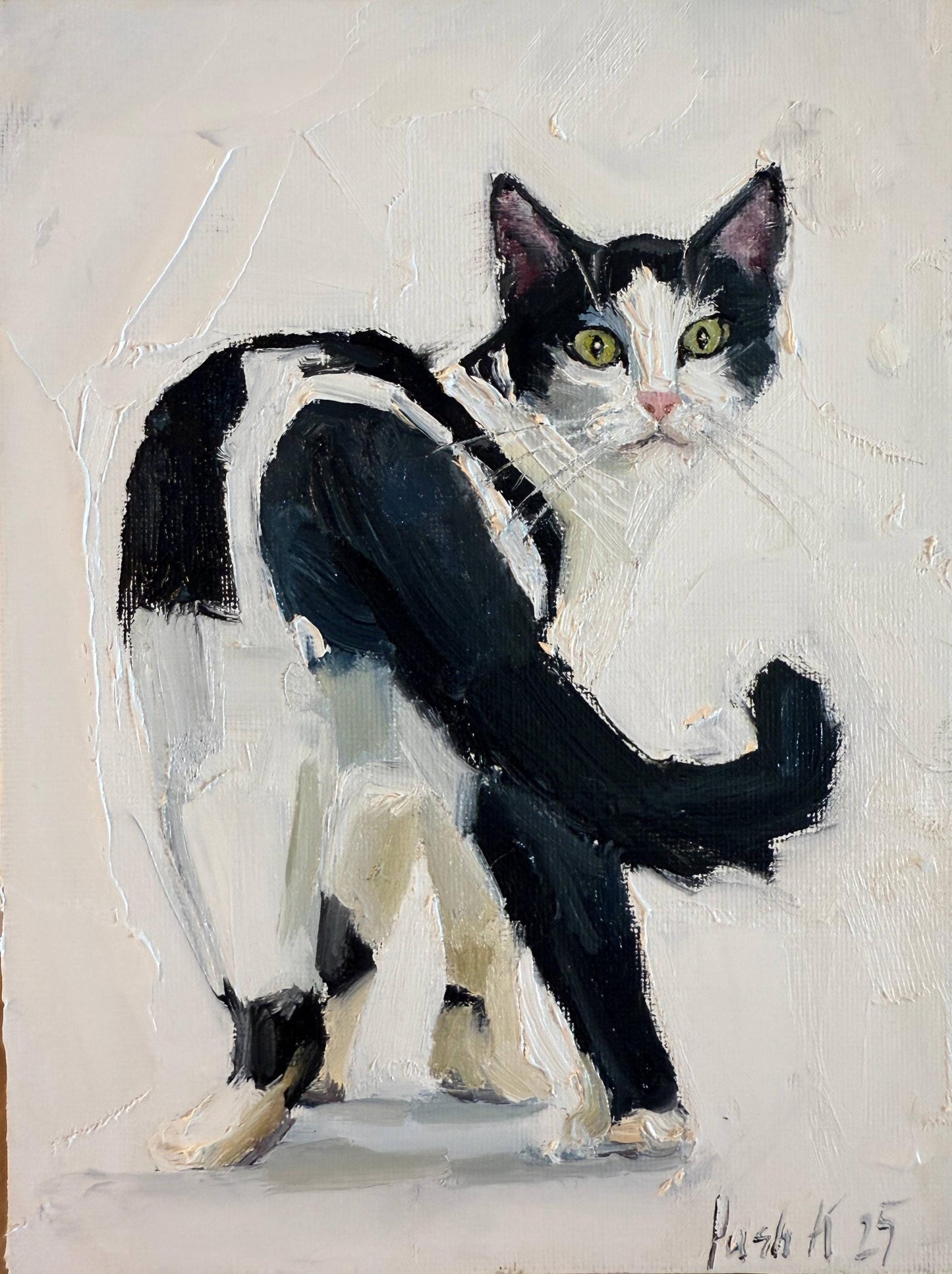 Tuxedo Cat Oil Painting Canvas Original Cat Portrait Painting Cat Art Funny Pet Portrait Art Gifts For Cat Lovers Pet Oil Painting For Gift