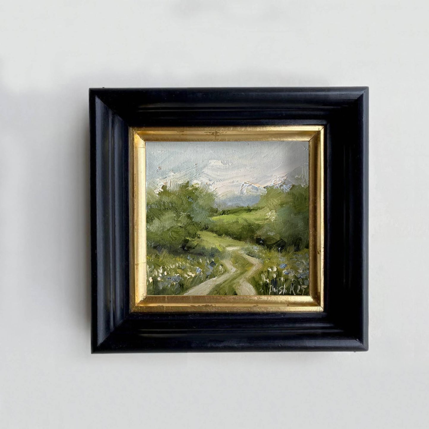 Spring Wildflower Signed Oil Painting On Canvas Landscape Minature Painting Original Impressionist Art Meadow Mini Painting Colorful Wallart