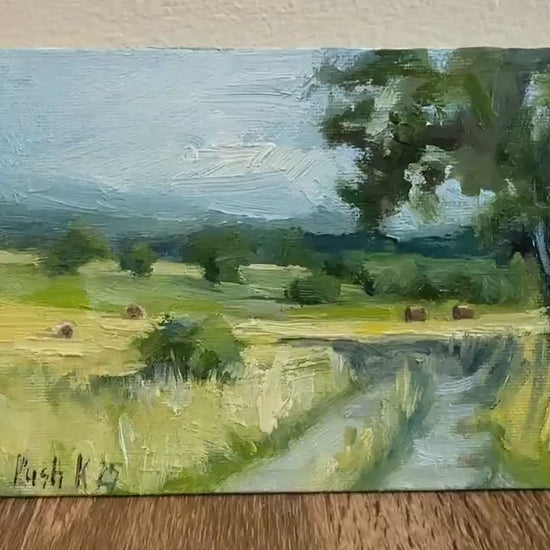 Lonely Tree Original Oil Painting Landscape Mini Painting Small Abstract Art Canvas Forest Painting Fall Artwork Miniature Mountain Painting