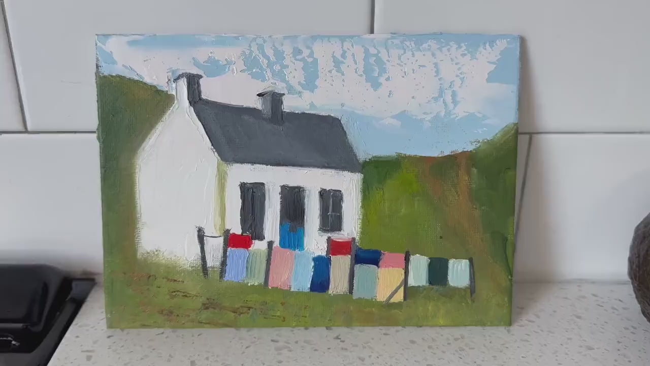 Scotland Art House Portrait Original Small Oil Painting Scottish Highland Landscape Plein Air Painting Scotland Gifts Cheap Original Art
