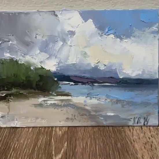 Coastal Artwork Mini Canvas Small Oil Painting Original Ocean Art Abstract Beach Art Seascape Oil Painting California Art Oceanside Art