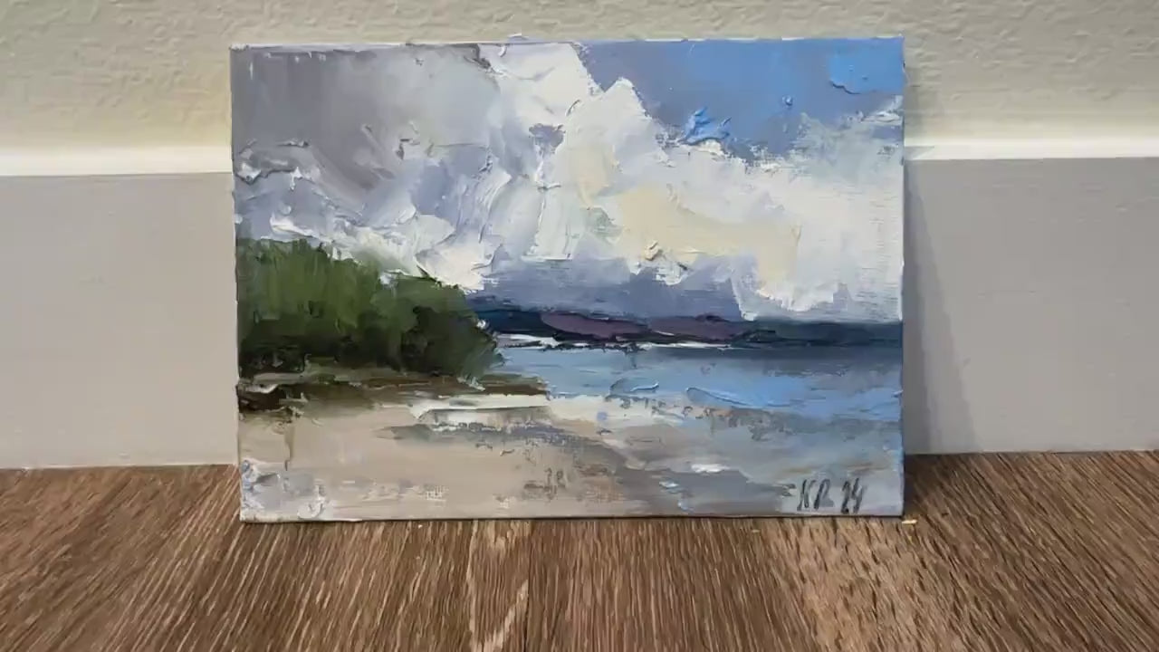 Coastal Artwork Mini Canvas Small Oil Painting Original Ocean Art Abstract Beach Art Seascape Oil Painting California Art Oceanside Art
