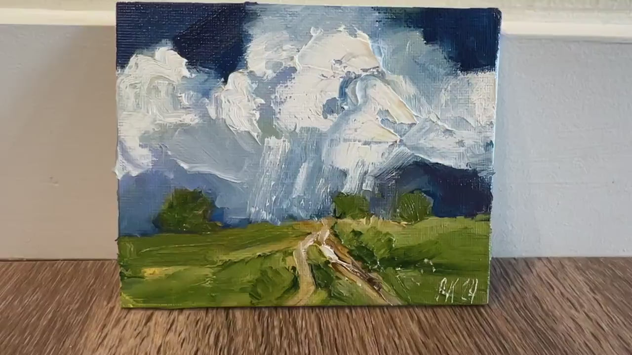 California Scenic Oil Landscape Impasto Painting Canvas Modern Mountain Art Tiny Painting Original Artwork Abstract Moody Art Miniature Art