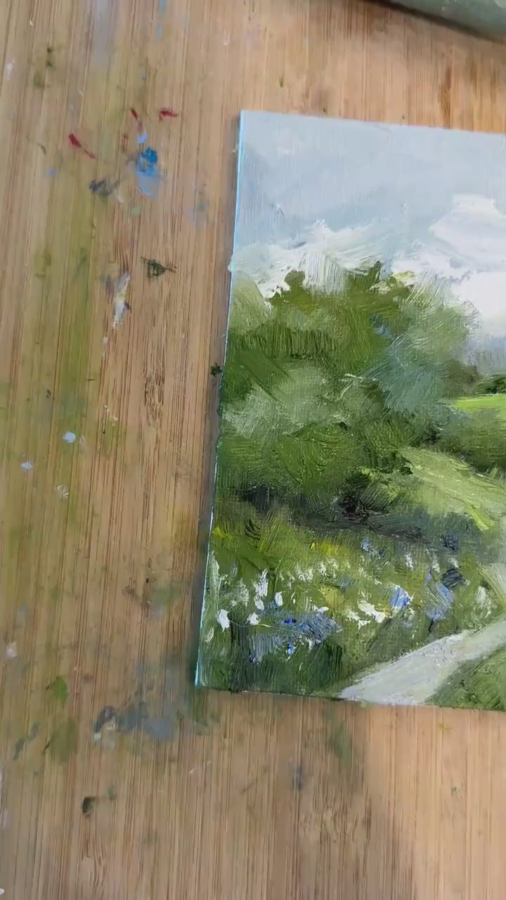 Spring Wildflower Signed Oil Painting On Canvas Landscape Minature Painting Original Impressionist Art Meadow Mini Painting Colorful Wallart